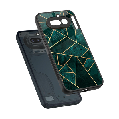 Emerald Geometry sleek nothing phone 4a cover with tempered glass back and TPU edges