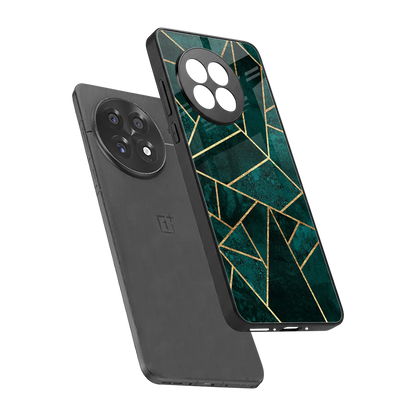 Emerald Geometry sleek oneplus 13r cover with tempered glass back and TPU edges