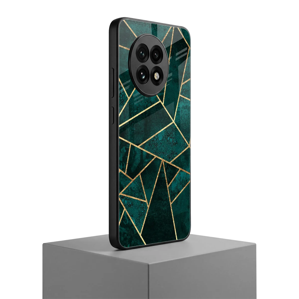 Emerald Geometry oneplus 13r mobile cover | shockproof glass phone case