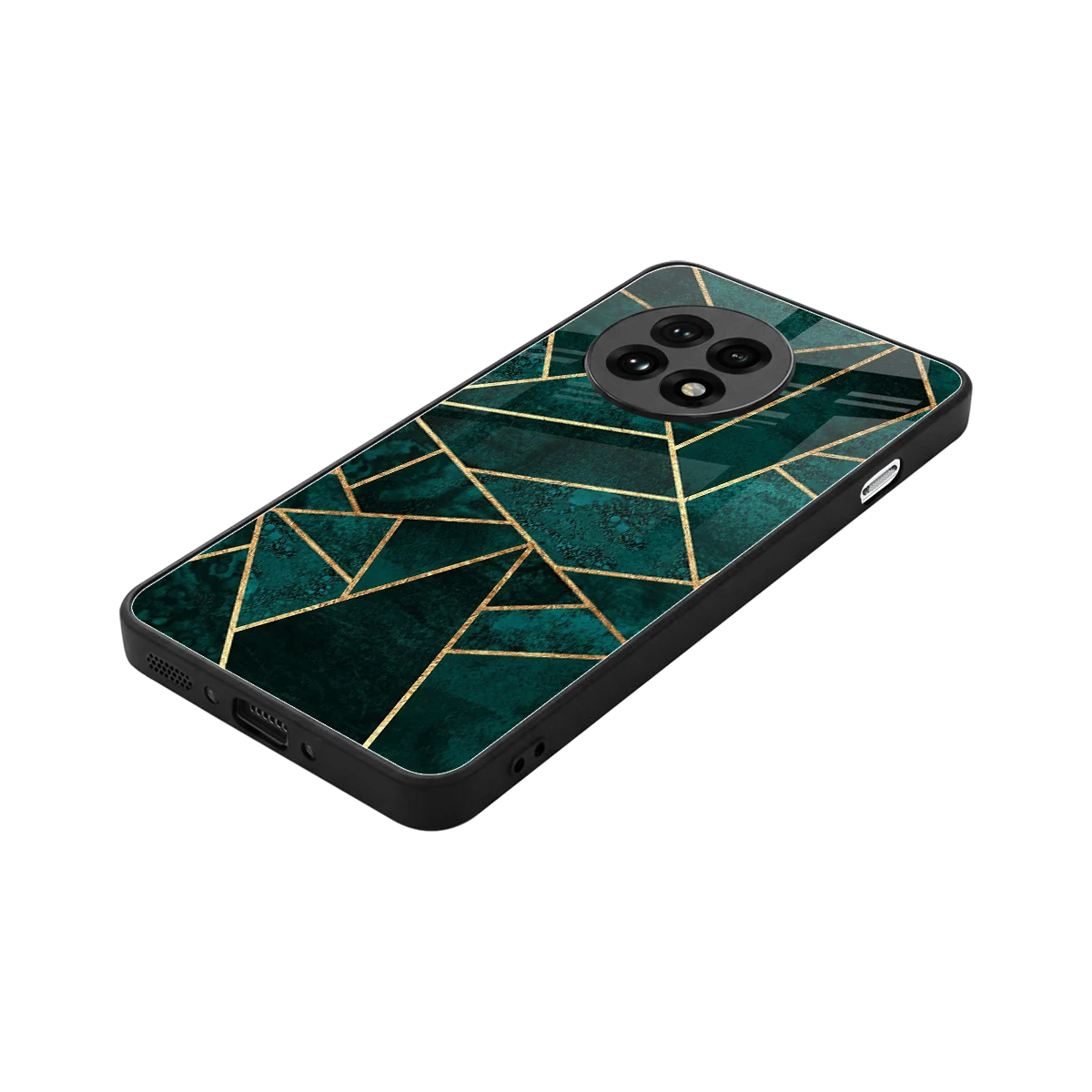 Emerald Geometry stylish phone case for oneplus 13r | glossy glass and slim fit