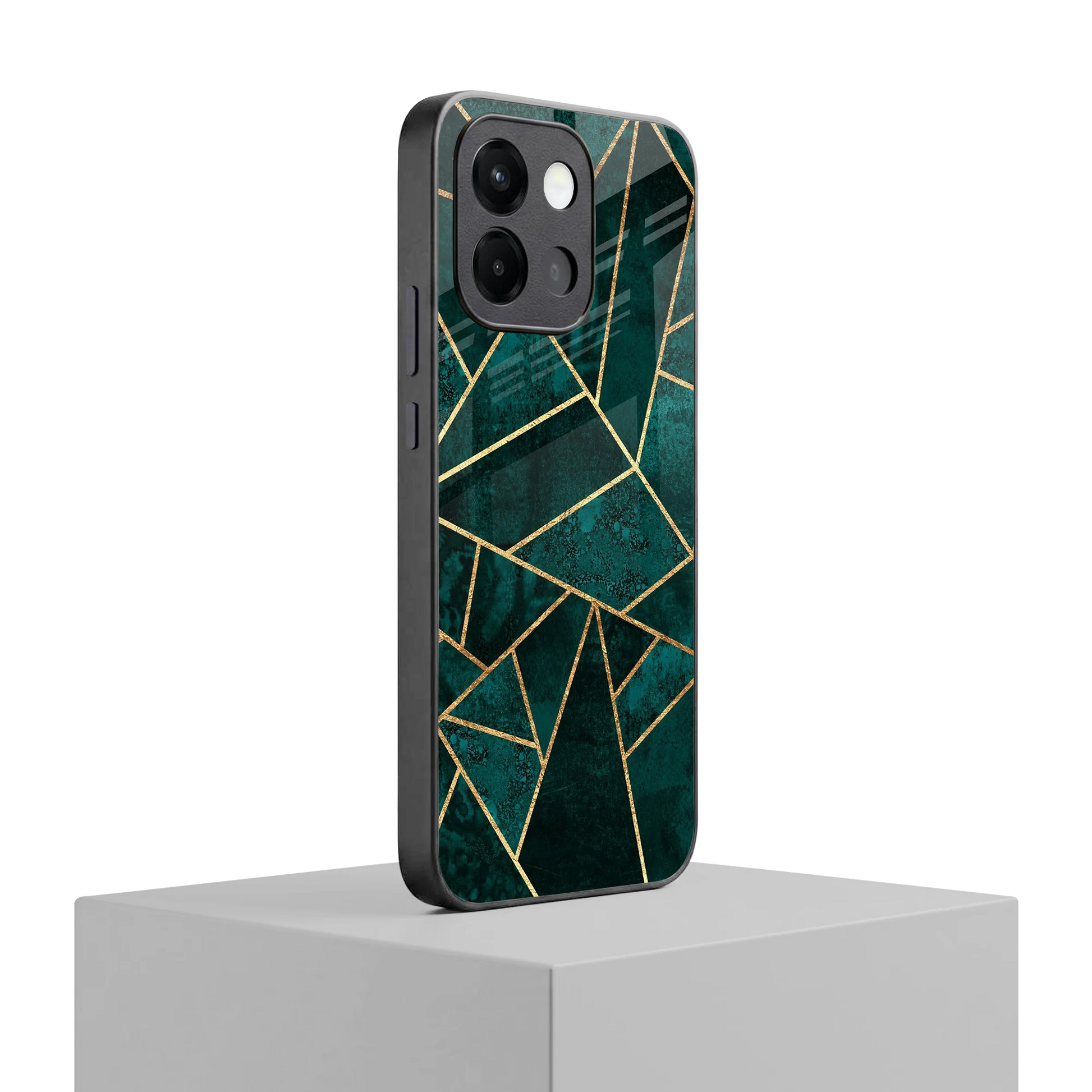 Emerald Geometry oneplus 13s mobile cover | shockproof glass phone case