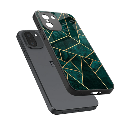 Emerald Geometry sleek oneplus 15r cover with tempered glass back and TPU edges