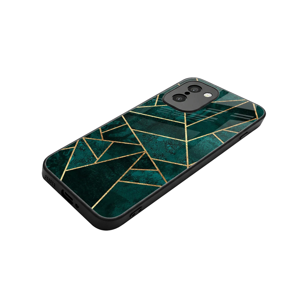 Emerald Geometry stylish phone case for oneplus 15r | glossy glass and slim fit