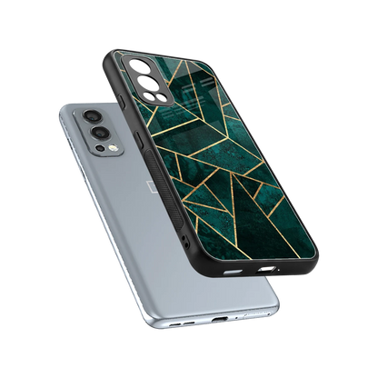 Emerald Geometry sleek oneplus nord 2 cover with tempered glass back and TPU edges