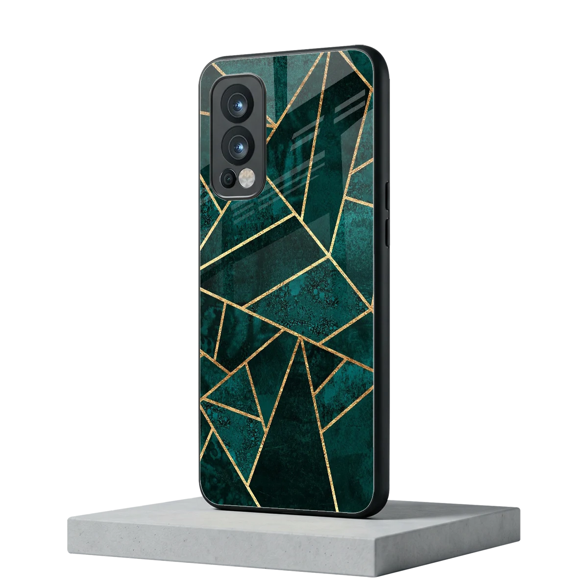 Emerald Geometry oneplus nord 2 mobile cover | shockproof glass phone case