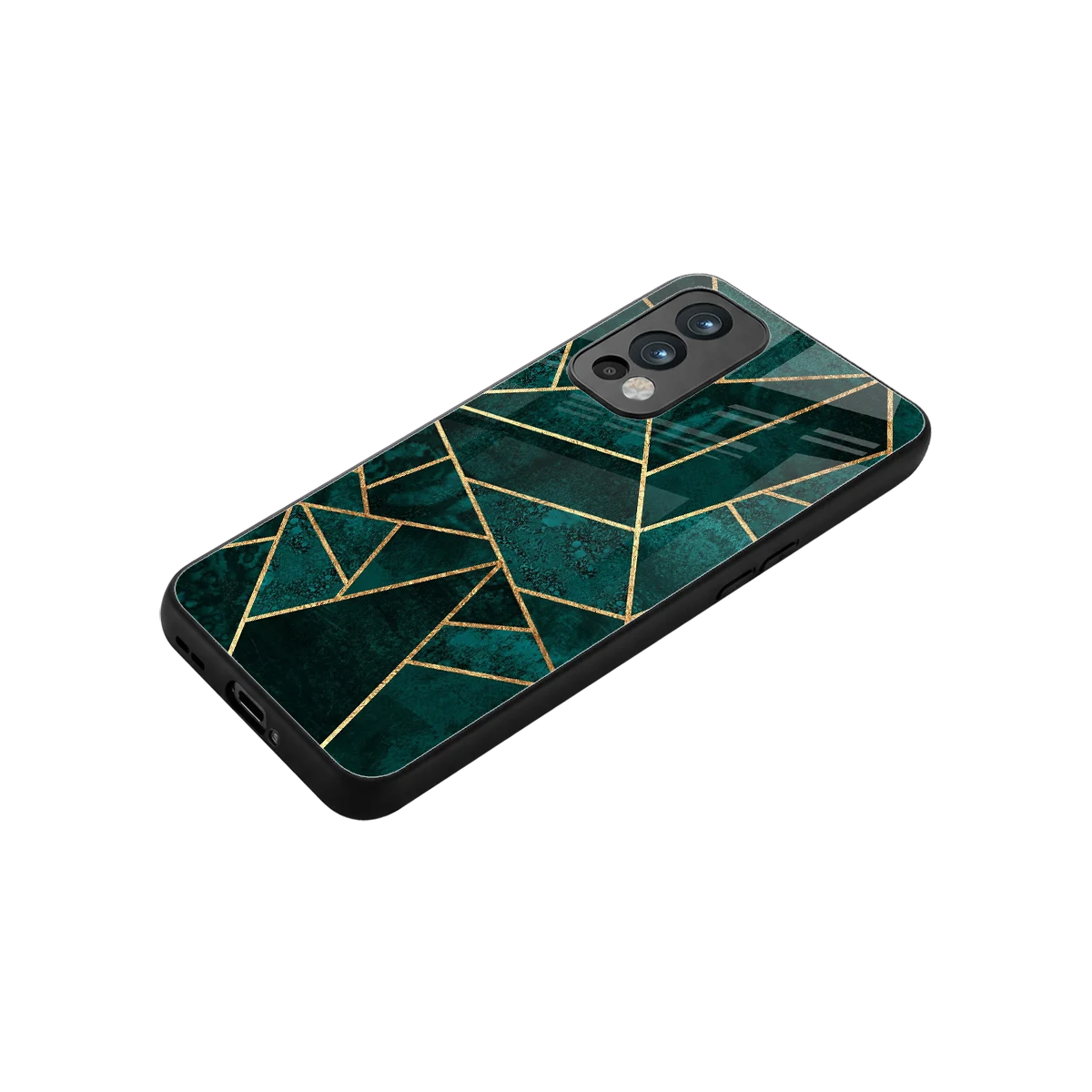 Emerald Geometry stylish phone case for oneplus nord 2 | glossy glass and slim fit