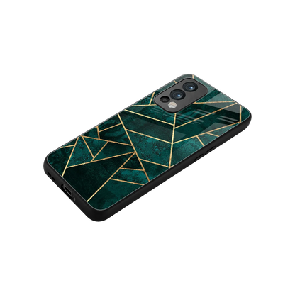 Emerald Geometry stylish phone case for oneplus nord 2 | glossy glass and slim fit