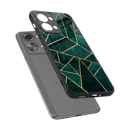 Emerald Geometry sleek oneplus nord 2t cover with tempered glass back and TPU edges