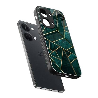 Emerald Geometry sleek oneplus nord 3 cover with tempered glass back and TPU edges