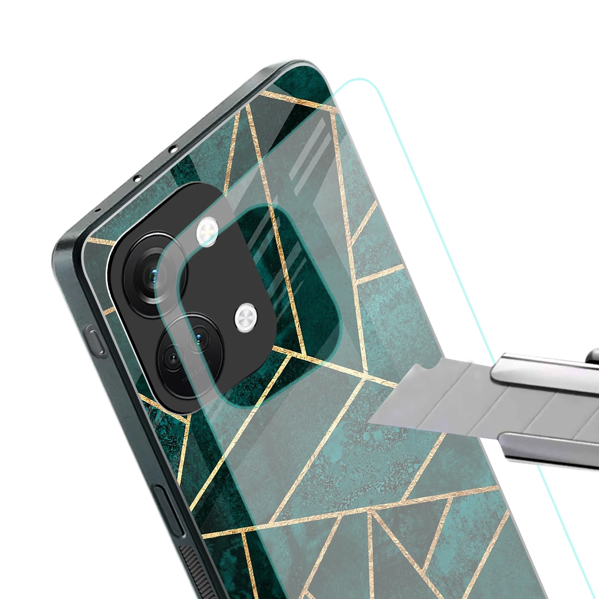 Emerald Geometry stylish phone case for oneplus nord 3 | glossy glass and slim fit