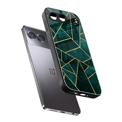 Emerald Geometry sleek oneplus nord 4 cover with tempered glass back and TPU edges