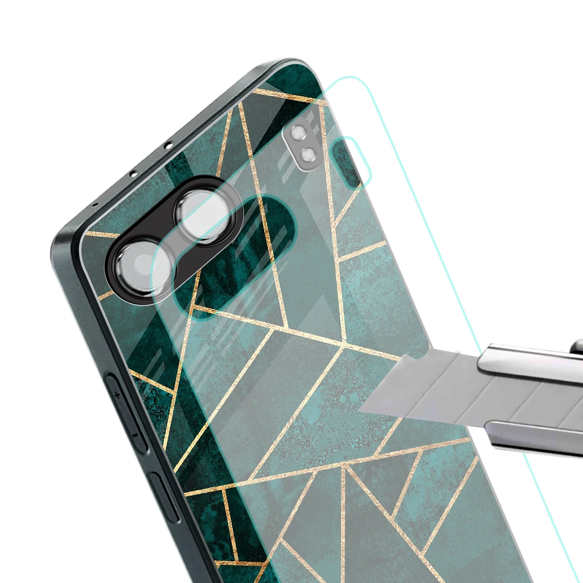 Emerald Geometry stylish phone case for oneplus nord 4 | glossy glass and slim fit
