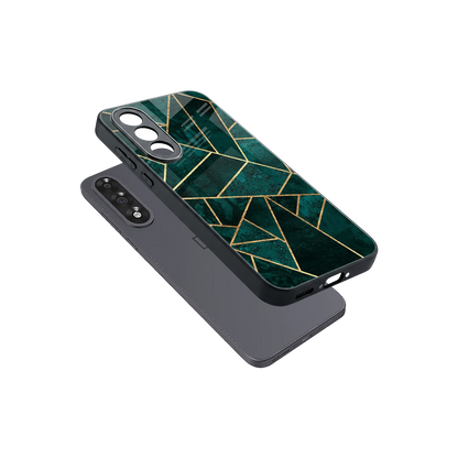 Emerald Geometry sleek oneplus nord 5 cover with tempered glass back and TPU edges