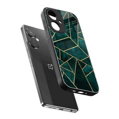 Emerald Geometry sleek oneplus nord ce 3 cover with tempered glass back and TPU edges