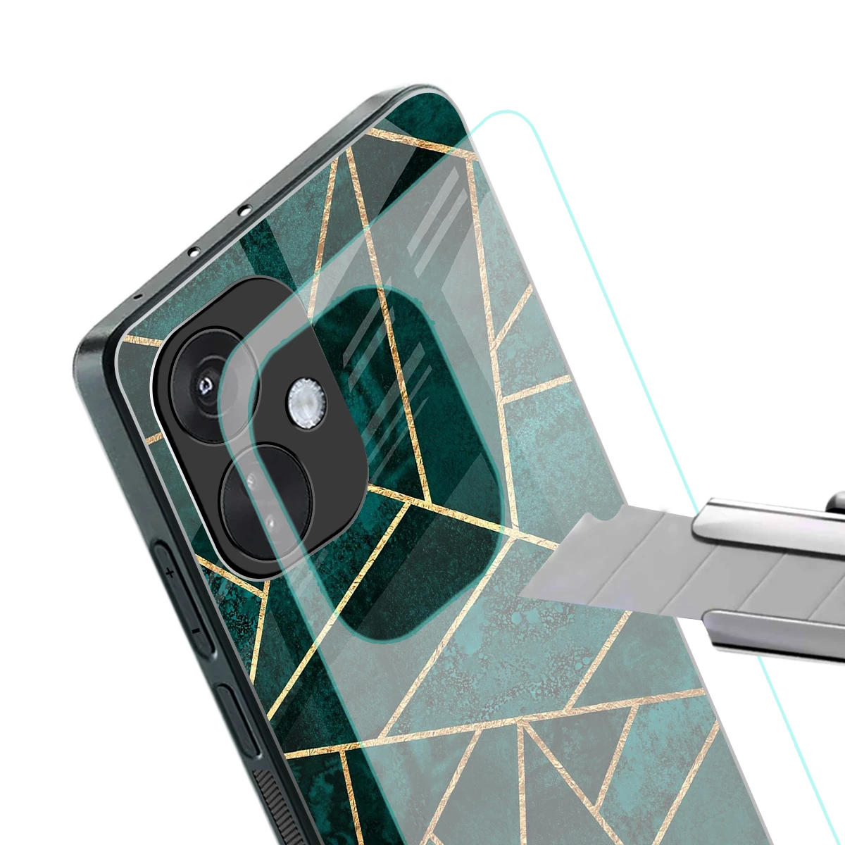 Emerald Geometry stylish phone case for oneplus nord ce 3 | glossy glass and slim fit