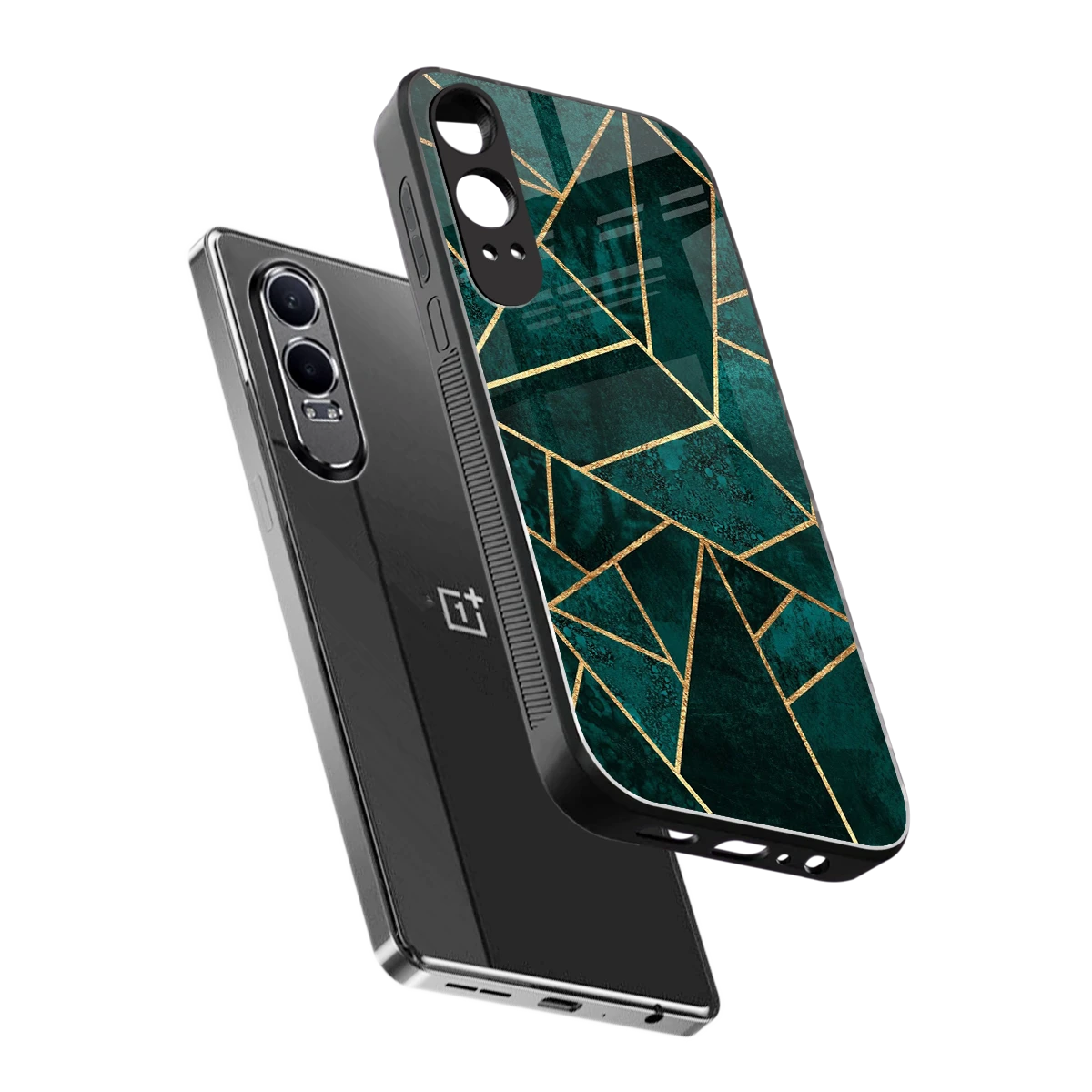 Emerald Geometry sleek oneplus nord ce 4 lite cover with tempered glass back and TPU edges