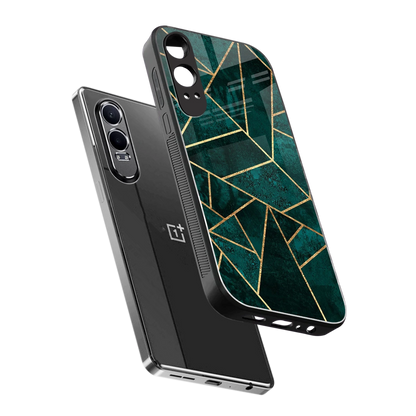 Emerald Geometry sleek oneplus nord ce 4 lite cover with tempered glass back and TPU edges