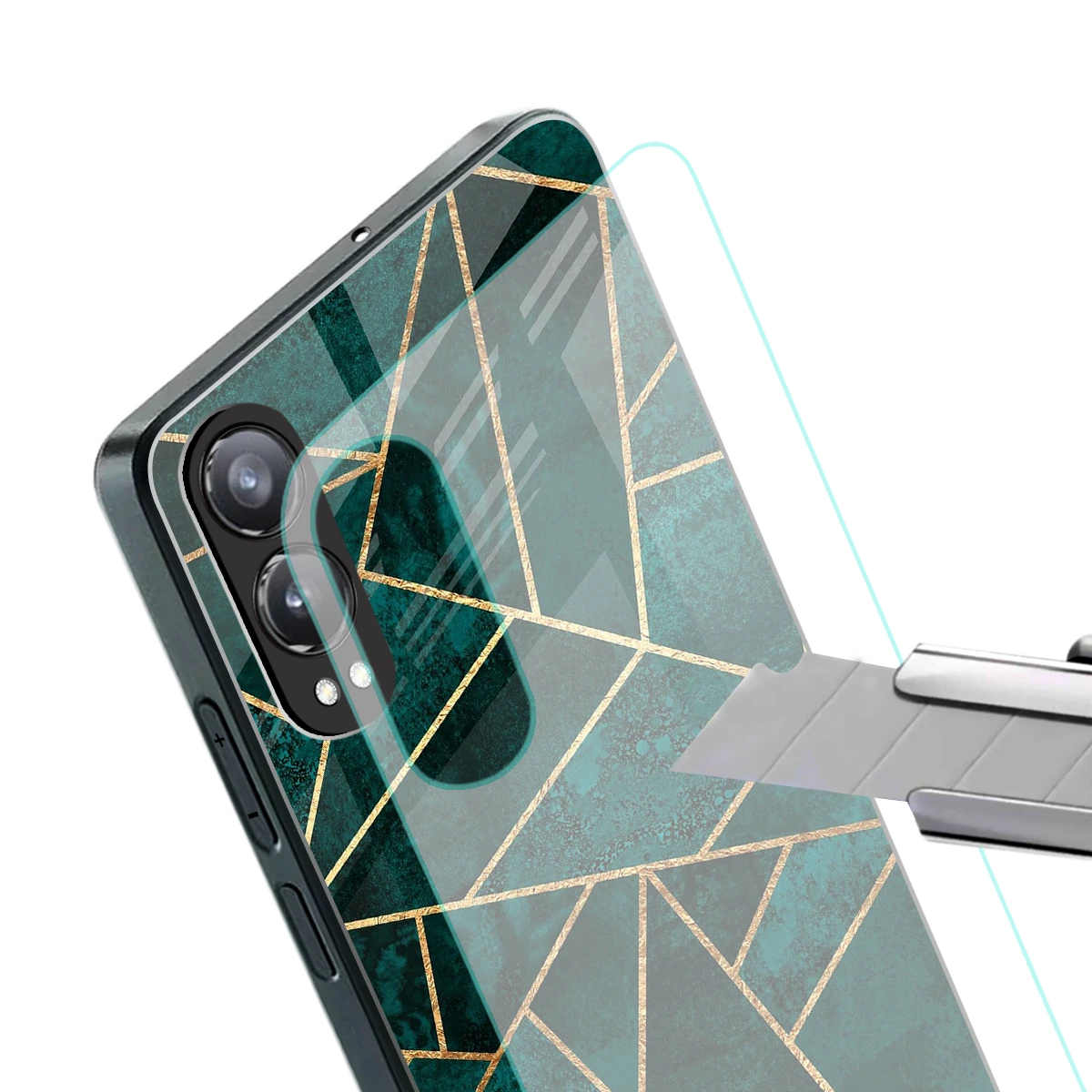 Emerald Geometry stylish phone case for oneplus nord ce 4 lite | glossy glass and slim fit