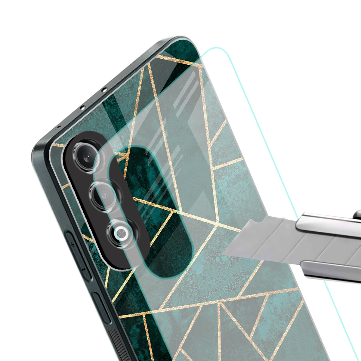 Emerald Geometry stylish phone case for oneplus nord ce 4 | glossy glass and slim fit