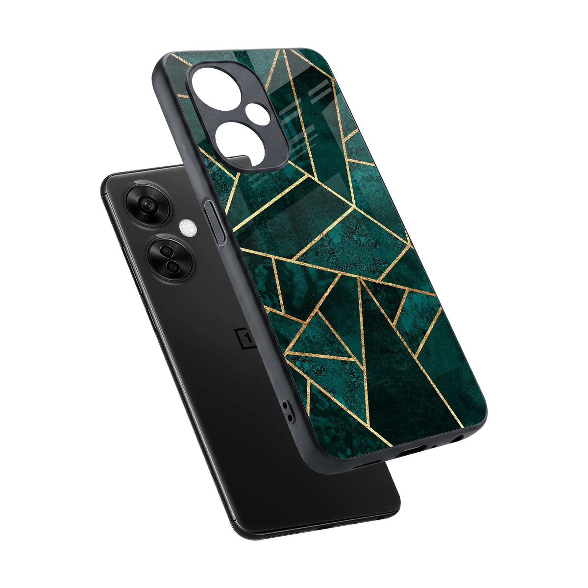 Emerald Geometry sleek oneplus nord ce 3 lite cover with tempered glass back and TPU edges