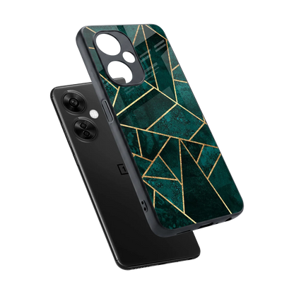 Emerald Geometry sleek oneplus nord ce 3 lite cover with tempered glass back and TPU edges