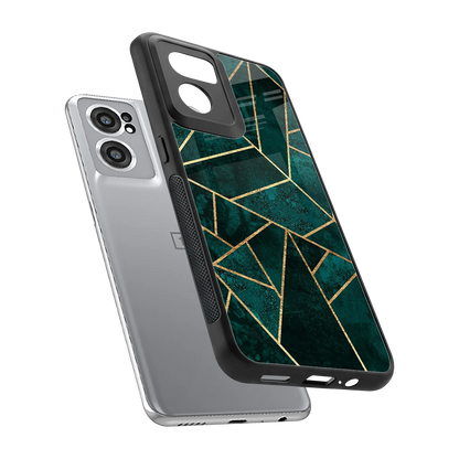 Emerald Geometry sleek oneplus nord ce 2 cover with tempered glass back and TPU edges
