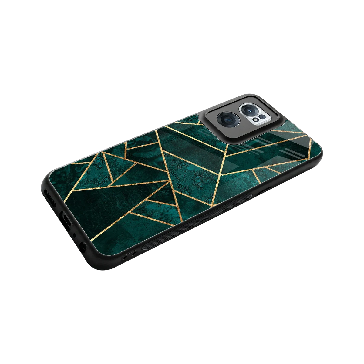 Emerald Geometry stylish phone case for oneplus nord ce 2 | glossy glass and slim fit