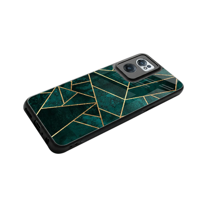 Emerald Geometry stylish phone case for oneplus nord ce 2 | glossy glass and slim fit
