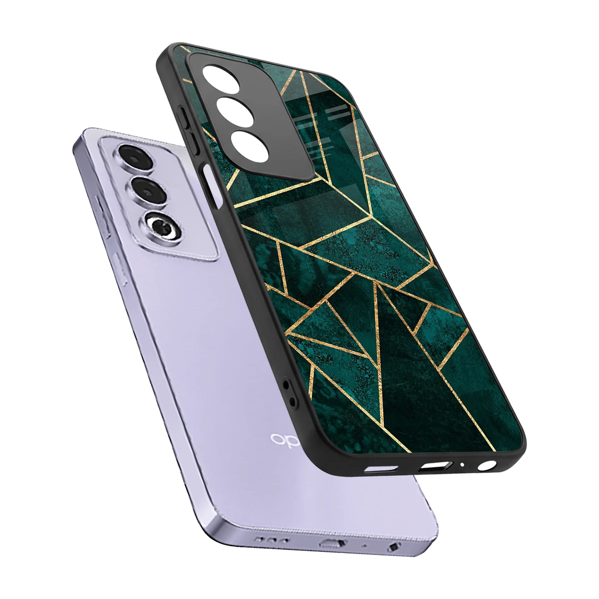Emerald Geometry sleek oppo a3 pro cover with tempered glass back and TPU edges