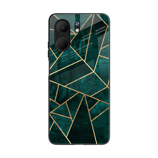 Emerald Geometry back phone cover | glass case for oppo a5x 5g