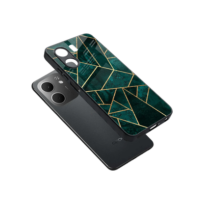 Emerald Geometry sleek oppo a5x 5g cover with tempered glass back and TPU edges