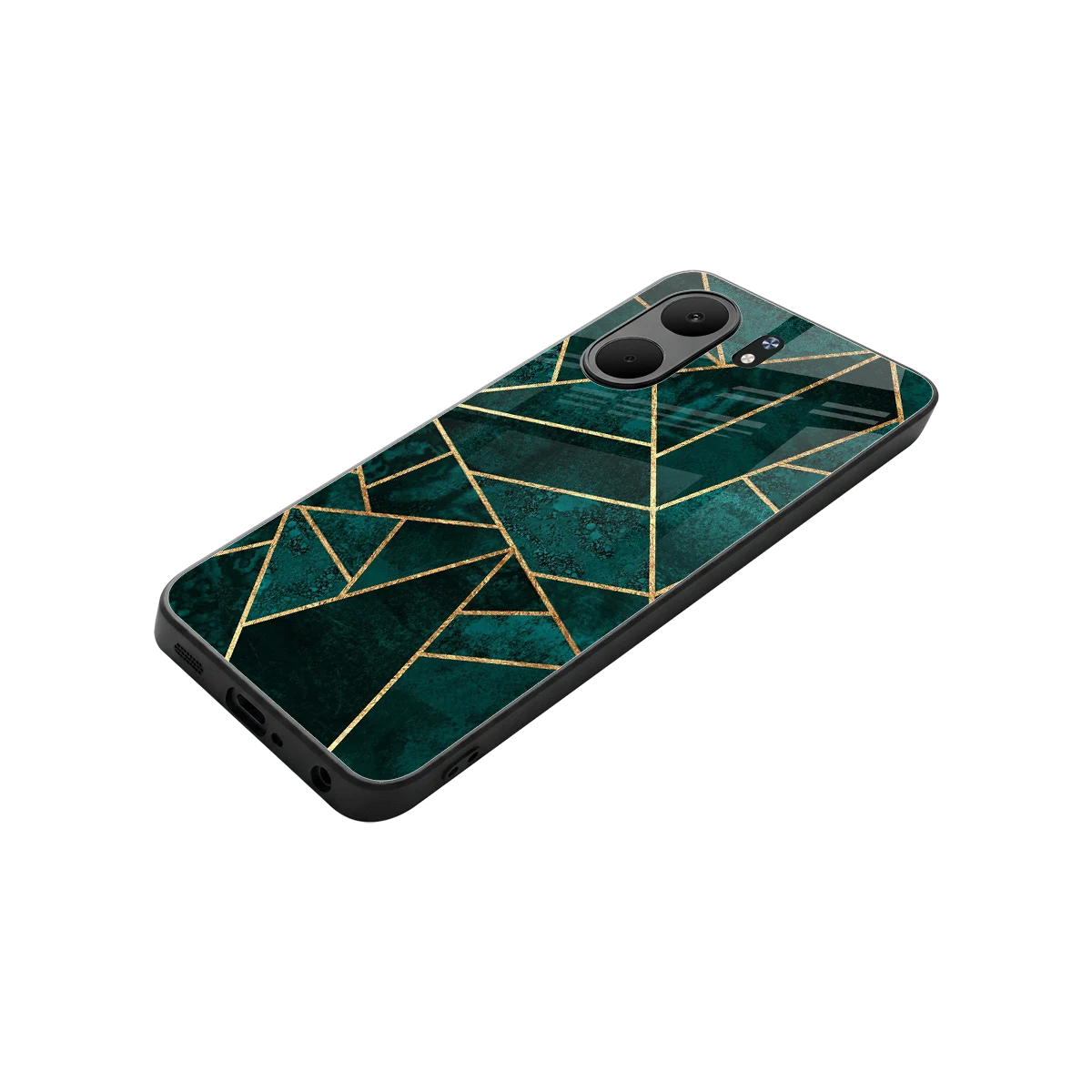 Emerald Geometry stylish phone case for oppo a5x 5g | glossy glass and slim fit