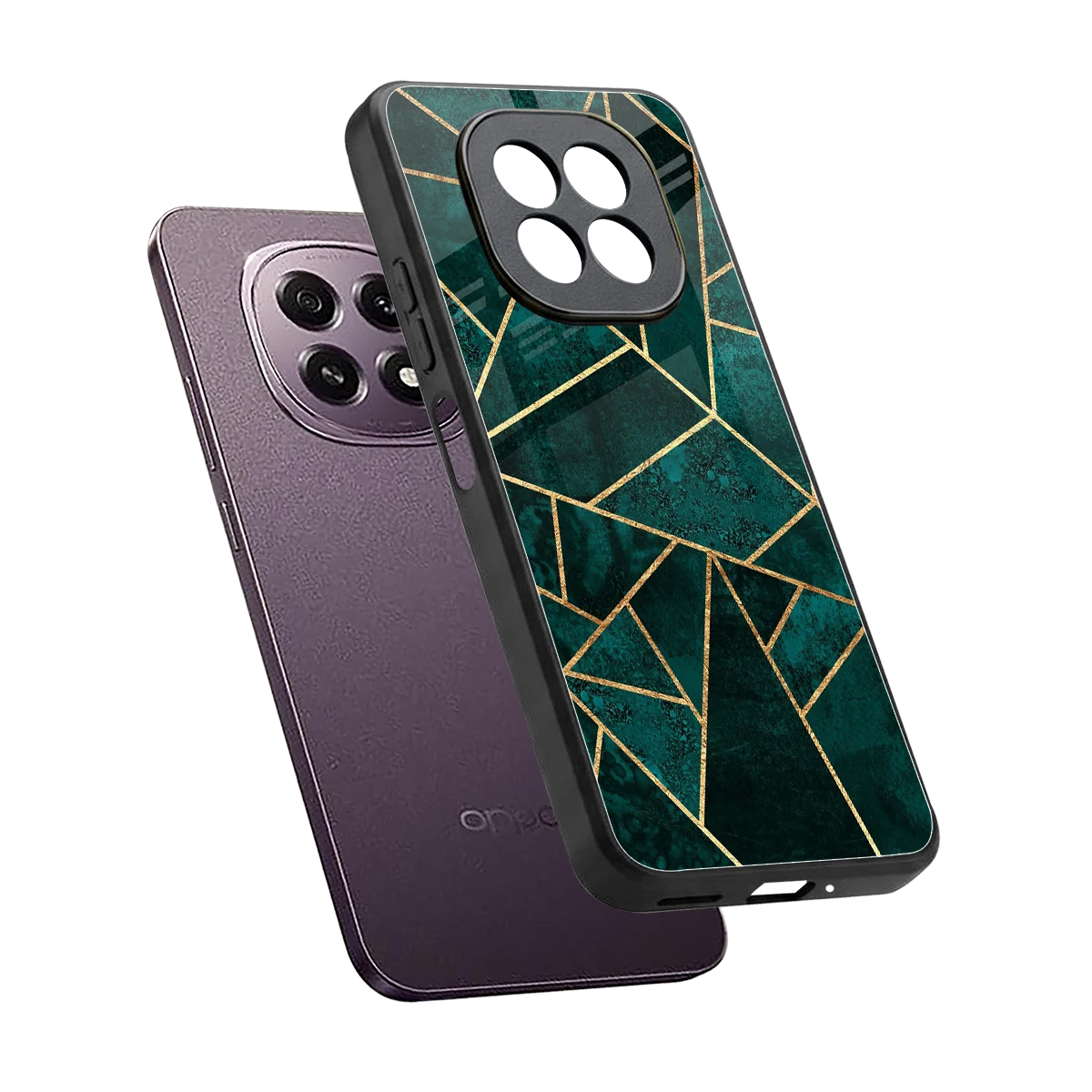 Emerald Geometry sleek oppo f29 5g cover with tempered glass back and TPU edges