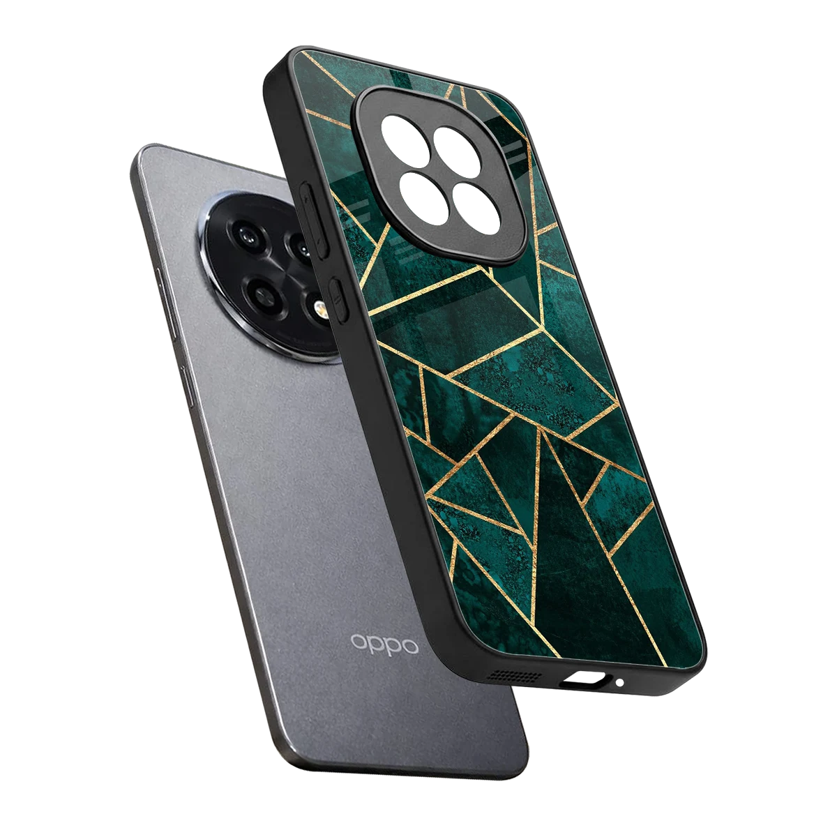 Emerald Geometry sleek oppo f29 pro 5g cover with tempered glass back and TPU edges