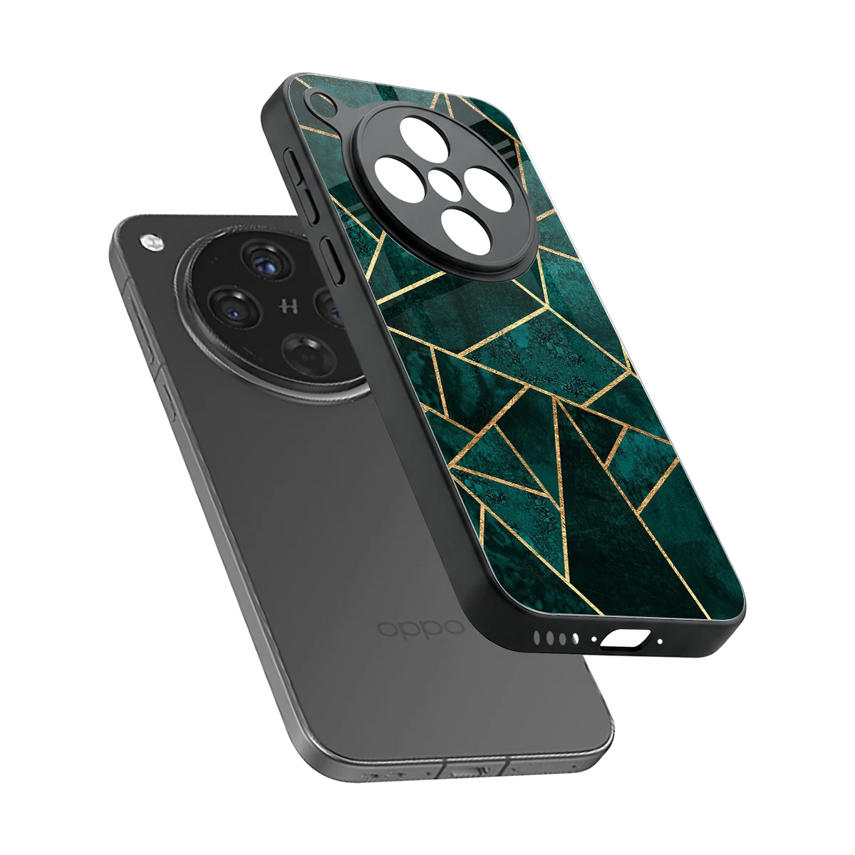 Emerald Geometry sleek oppo find x8 cover with tempered glass back and TPU edges