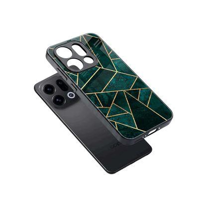 Emerald Geometry sleek oppo find x9 cover with tempered glass back and TPU edges
