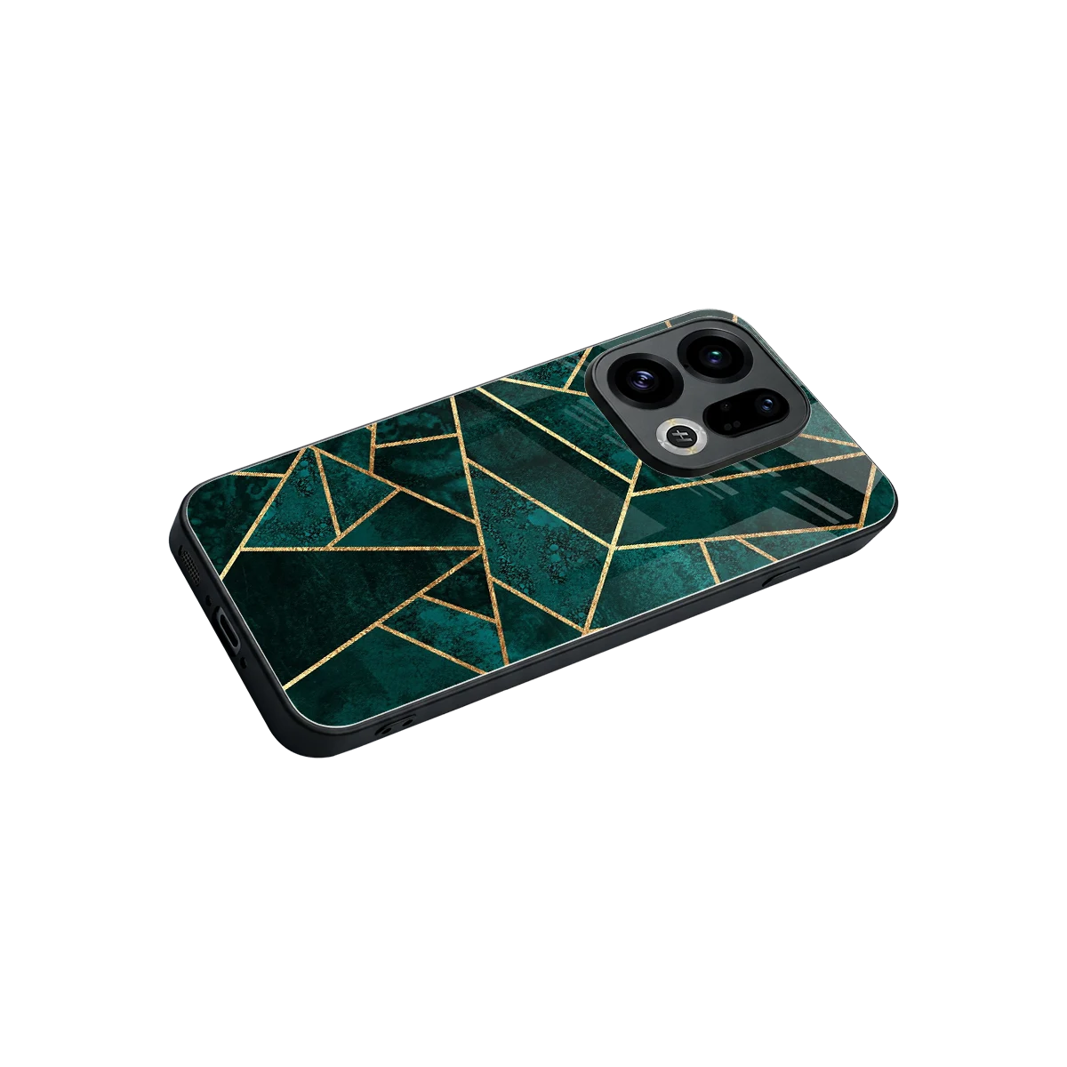 Emerald Geometry stylish phone case for oppo find x9 | glossy glass and slim fit