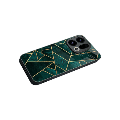 Emerald Geometry stylish phone case for oppo find x9 | glossy glass and slim fit