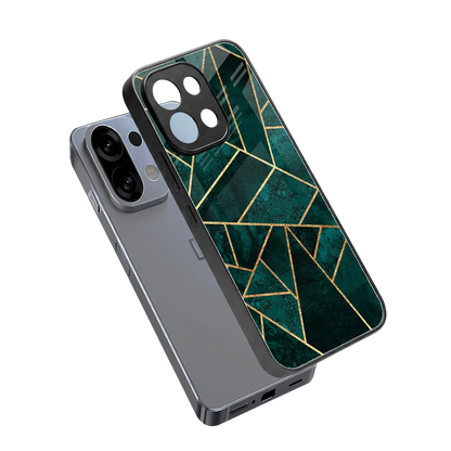 Emerald Geometry sleek oppo k13 5g cover with tempered glass back and TPU edges