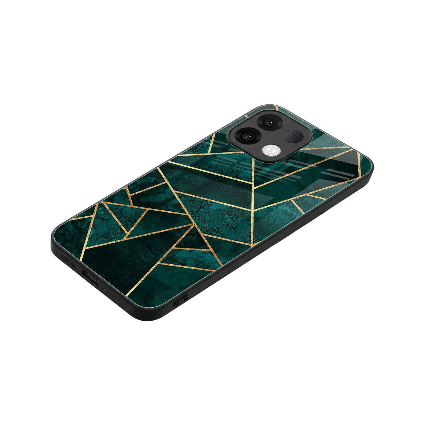 Emerald Geometry stylish phone case for oppo k13 5g | glossy glass and slim fit