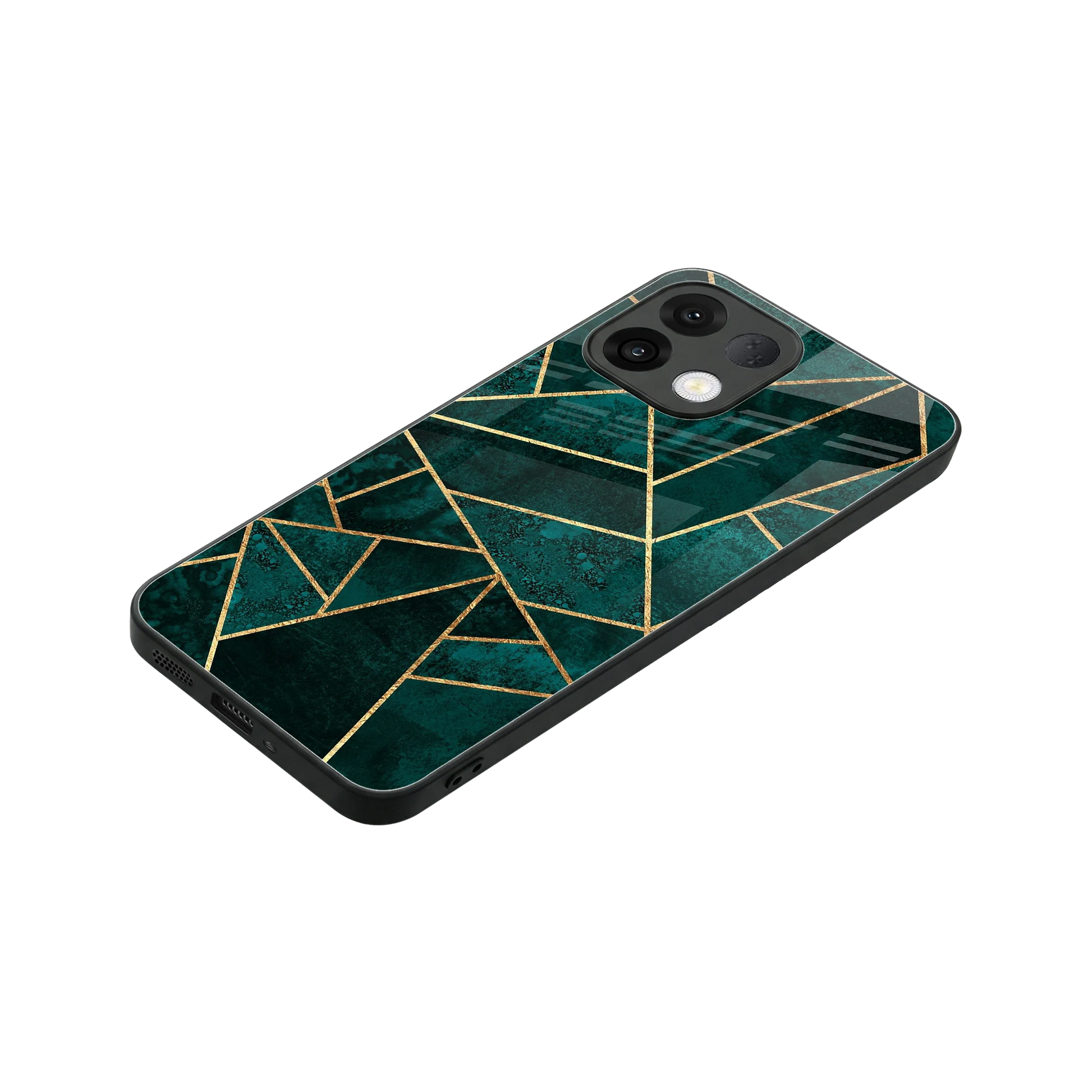 Emerald Geometry stylish phone case for oppo k13 5g | glossy glass and slim fit