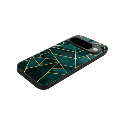 Emerald Geometry stylish phone case for google pixel 10 | glossy glass and slim fit