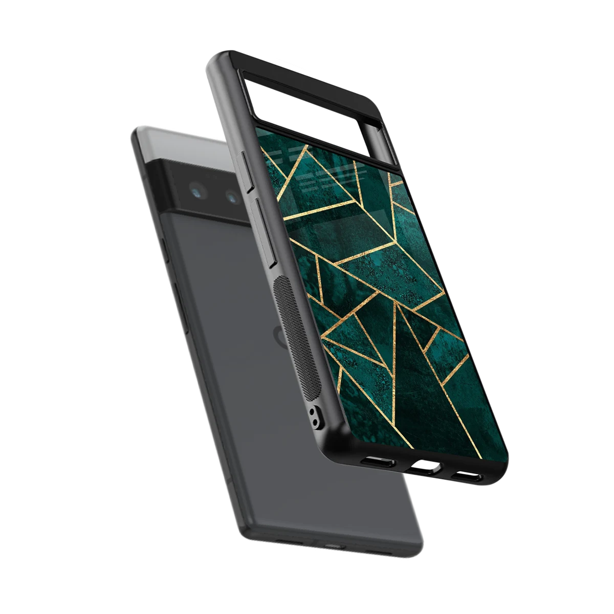 Emerald Geometry sleek google pixel 6 pro cover with tempered glass back and TPU edges