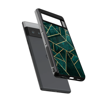 Emerald Geometry sleek google pixel 6 pro cover with tempered glass back and TPU edges