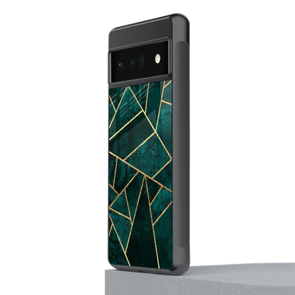 Emerald Geometry stylish phone case for google pixel 6 pro | glossy glass and slim fit