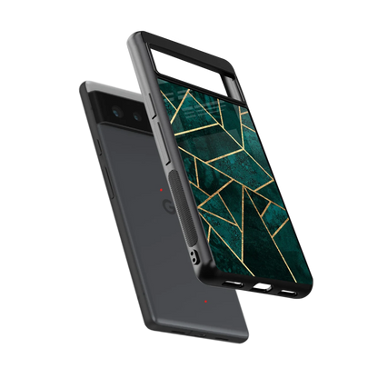 Emerald Geometry sleek google pixel 6 cover with tempered glass back and TPU edges