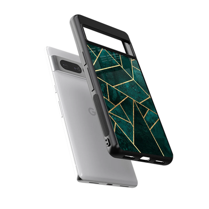Emerald Geometry sleek google pixel 7 pro cover with tempered glass back and TPU edges