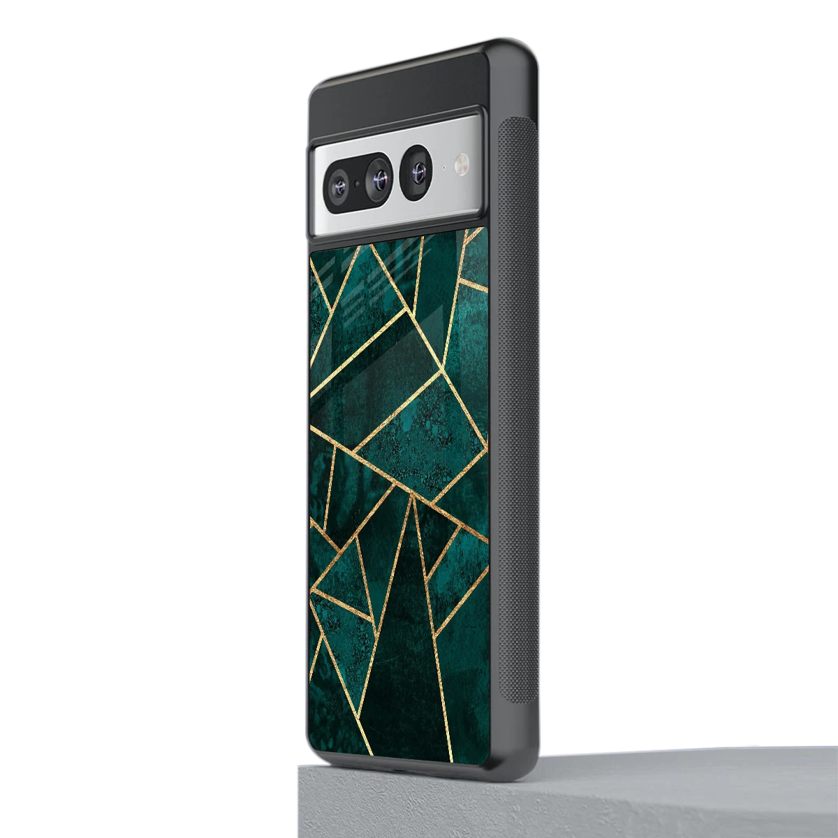Emerald Geometry stylish phone case for google pixel 7 pro | glossy glass and slim fit