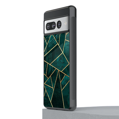 Emerald Geometry stylish phone case for google pixel 7 pro | glossy glass and slim fit