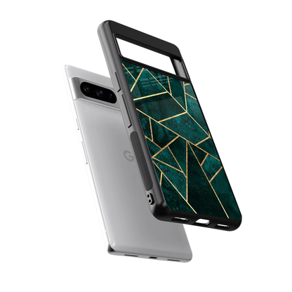 Emerald Geometry sleek google pixel 8 pro cover with tempered glass back and TPU edges